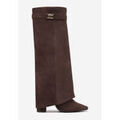 Tee-shirts sur Grenoble : T-shirt Vera Collection Bottes gu&ecirc;tres &agrave; talon carr&eacute; et bout pointu, Marron fonc&eacute; Marron