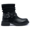 Boots Vera Collection Bottines femmes pliss&eacute;e &agrave; brides clout&eacute;es, Noire Noir