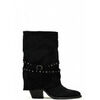 Boots Vera Collection Santiags gu&ecirc;tre style cowboy avec boucle clout&eacute;e, Noire Noir