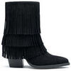 Bottines Vera Collection Bottines western Santiags &agrave; franges, Noire Noir