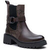 Bottines Vera Collection Biker boots chunky avec bride et boucle, Marron choco