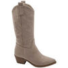 Boots Vera Collection Santiags mi-mollet su&eacute;dine style Cowboy, Taupe Beige