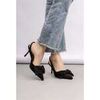 Chaussures escarpins Vera Collection Escarpins slingback avec n?ud talon aiguille, Noir Noir