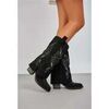 Bottines Vera Collection Boots Santiags gu&ecirc;tre style cowboy mi-mollet, Noir Noir