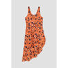 Robe courte Enorsia Robe &agrave; col carr&eacute; avec volants, ceinture et imprim&eacute; botanique Orange
