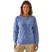 Pull Daxon by - Pull col rond torsad&eacute; Bleu