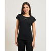 T-shirt Yes Zee T-shirt &agrave; col rond pour femme avec strass Noir