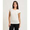 T-shirt Yes Zee T-shirt &agrave; col rond pour femme avec strass Blanc