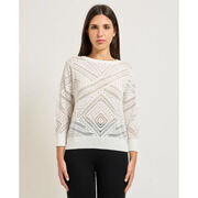 Pull Yes Zee Pull pour femme &agrave; motif perfor&eacute; Blanc