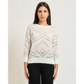 Pull Yes Zee Pull pour femme &agrave; motif perfor&eacute; Blanc
