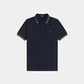 T-shirt Fred Perry Chemise &agrave; double bouts - Navy Wheat Brown Tobacco Bleu