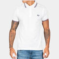 Polo Fred Perry Chemise Twin tipped - snow white burnt red navy Grenoble