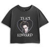 T-shirt Twilight Team Edward Crop T-shirt court &agrave; manches courtes Gris