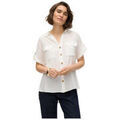 Chemises sur Grenoble : Chemise Vero Moda CHEMISIER MC VMBUMPY - SNOW WHITE / STRIPES CORAL PARADISE - L