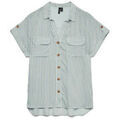 Chemises sur Grenoble : Chemise Vero Moda CHEMISIER MC VMBUMPY - SNOW WHITE / STRIPES GRAY MIST - L