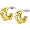 Boucles oreilles Lotus Cr&eacute;oles trois anneaux en acier dor&eacute; inoxydable Jaune Grenoble