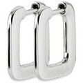 Boucles d'oreille sur Grenoble : Boucles oreilles Brillaxis Cr&eacute;oles carr&eacute;s argent rhodi&eacute; Blanc