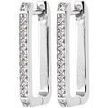 Boucles d'oreille sur Grenoble : Boucles oreilles Brillaxis Cr&eacute;oles rectangulaires argent rhodi&eacute; OZ Blanc