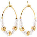 Boucles d'oreille sur Grenoble : Boucles oreilles Brillaxis Cr&eacute;oles fines plaqu&eacute; or perles blanches Jaune