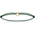 Bracelets Brillaxis Bracelet cordon vert coeur plaqu&eacute; or Jaune Grenoble