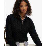 Pull Superdry Pull Henley en tricot c&acirc;bl&eacute; bross&eacute;