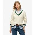 Pull Superdry Tricot de cricket &agrave; col en V surdimensionn&eacute;