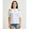 T-shirt Ga&Euml;lle Paris T-shirt femme avec d&eacute;tails ajour&eacute;s Blanc