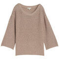 Pull Tom Tailor - Pull ample en maille &agrave; ?illets - taupe