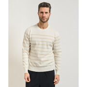 Pull Sette/Mezzo Pull homme Settemezzo &agrave; rayures horizontales Blanc