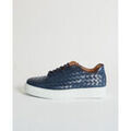 Baskets basses Exton Sneakers homme en cuir tress&eacute; Bleu