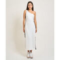Robe Emporio Armani EA7 Robe longue pour femme avec bande lat&eacute;rale Blanc