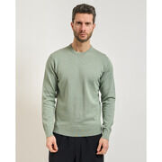 Pull Sette/Mezzo Pull l&eacute;ger homme Settemezzo en coton Vert