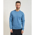 Pull Sette/Mezzo Pull l&eacute;ger en coton pour homme Settemezzo Bleu