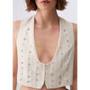 Gilet Liu Jo Gilet &agrave; fines rayures avec broderies bijoux Blanc