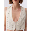 Gilet Liu Jo Gilet &agrave; fines rayures avec broderies bijoux Blanc Grenoble