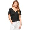 T-shirt Superdry T-shirt Studios Slub brod&eacute; col V femme Noir