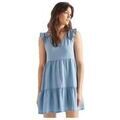 Robe courte Superdry Robe Tinsley &agrave; volants bleu mi-d&eacute;lav&eacute; Bleu