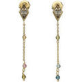 Boucles d'oreille sur Grenoble : Boucles oreilles Orusbijoux Boucles D'oreilles Argent Dor&eacute;e Losange Pierre Tourmaline Dor&eacute;