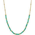 Colliers sur Grenoble : Collier Orusbijoux Collier Argent Dor&eacute; Perles Dor&eacute;e Et Pierres Onyx Vert Dor&eacute;