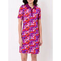 Robe courte La Fiancee Du Mekong Robe polo imprim&eacute;e maille fluide YARUNA Rose Grenoble