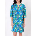 Robe courte La Fiancee Du Mekong Robe ample imprim&eacute;e fluide manches 3/4 OLYMPE Bleu