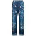 Jeans Liu Jo Pantalon droit avec imprim&eacute; num&eacute;rique Bleu Grenoble
