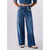 Jeans flare / larges Liu Jo Jean &eacute;vas&eacute; avec applications de pierres Bleu