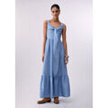 Robes sur Grenoble : Robe Liu Jo Robe longue en lin m&eacute;lang&eacute; Bleu