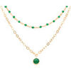 Collier Orusbijoux Collier Argent Dor&eacute; Double Chaine Pampille Et Pierres Onyx Dor&eacute;