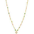 Colliers sur Grenoble : Collier Orusbijoux Collier Argent Dor&eacute; C?ur Serti Blanc Et Pierres Multi Dor&eacute;