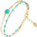 Bracelets Orusbijoux Bracelet En Argent Dor&eacute; Double Chaine Pierres Naturelles Dor&eacute;