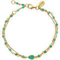 Bracelets sur Grenoble : Bracelets Orusbijoux Bracelet Argent Dor&eacute; Double Chaine Goutte Et Pierre Onyx Dor&eacute;
