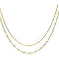 Collier Orusbijoux Collier Argent Dor&eacute; Double Chaine Et Pierre Naturelle Dor&eacute;