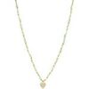 Collier Orusbijoux Collier Argent Dor&eacute; C?ur Serti Blanc Pierres Amazonite Dor&eacute;